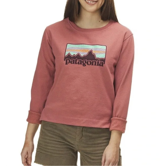PATAGONIA Solar Rays 73 Uprisal Crew Sweatshirt Dusty Rose Pullover - Picture 3 of 9